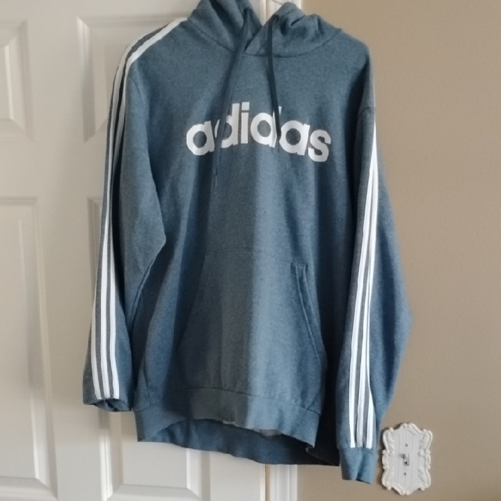 Adidas Men's Blue Hoodie with White Accents. Worn only a few times.